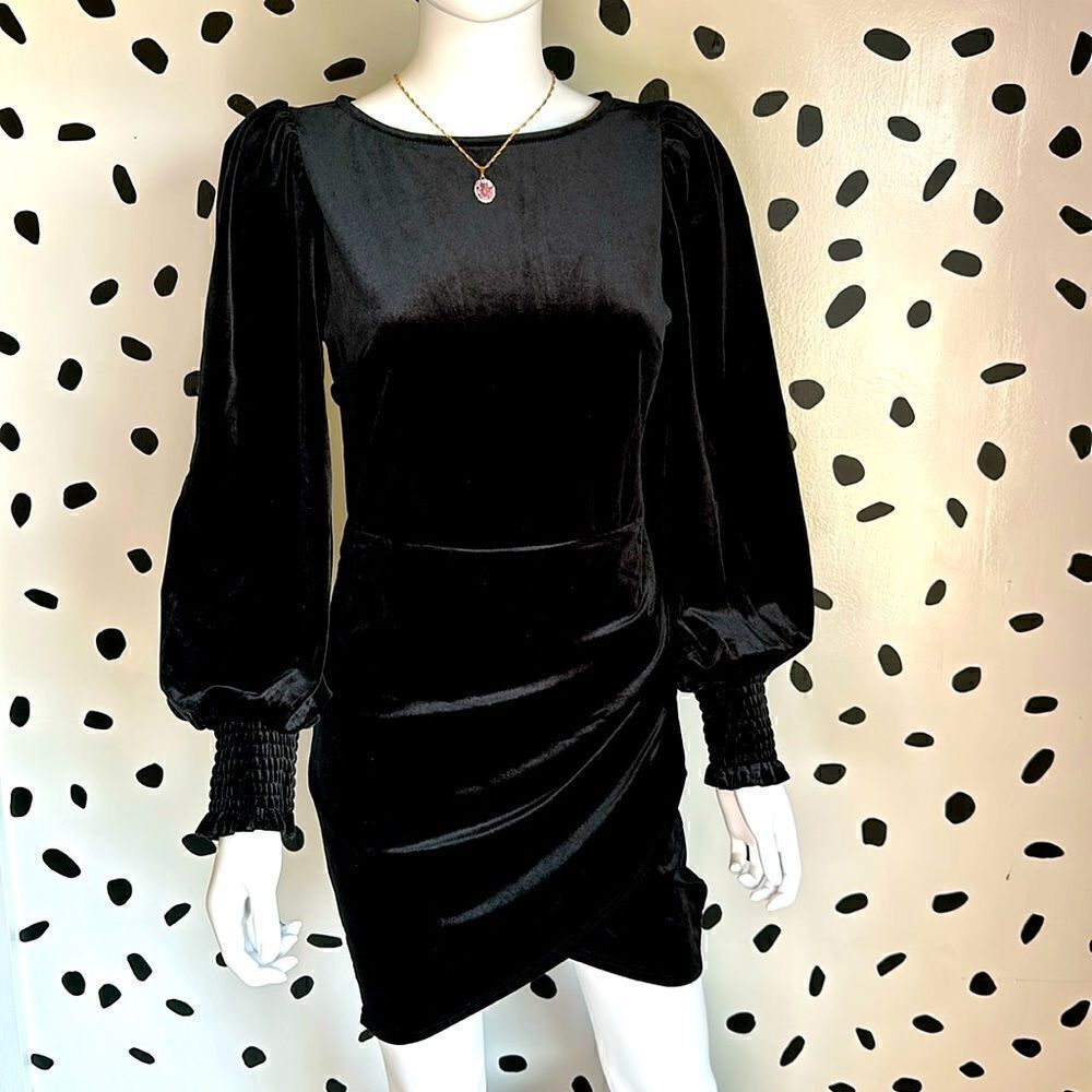 Black Velvet Body Con Mini Dress